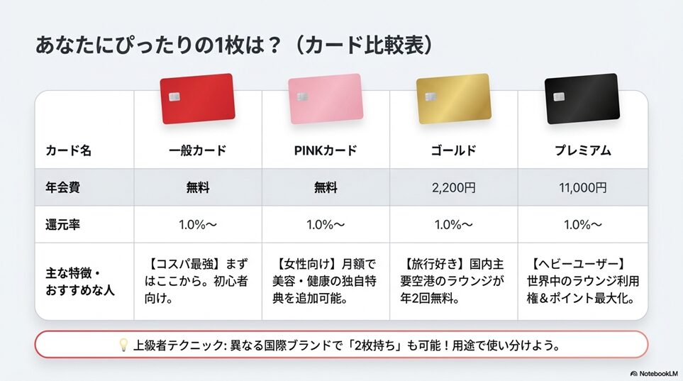 楽天カードの種類を比較!あなたにおすすめの1枚は?