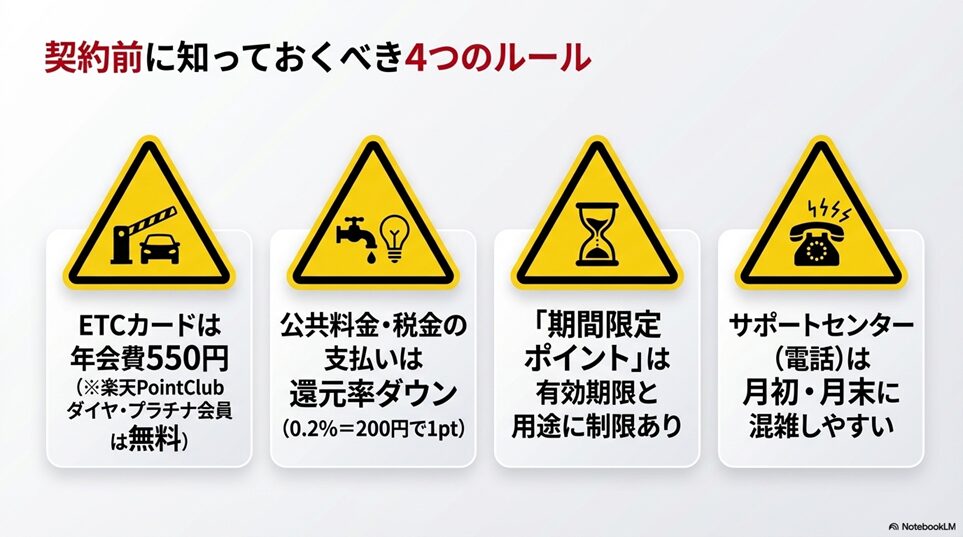 契約前に知っておきたい!楽天カードのデメリット・注意点