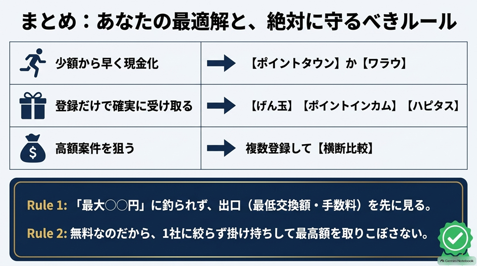 まとめ:あなたに合うポイントサイトはどれか